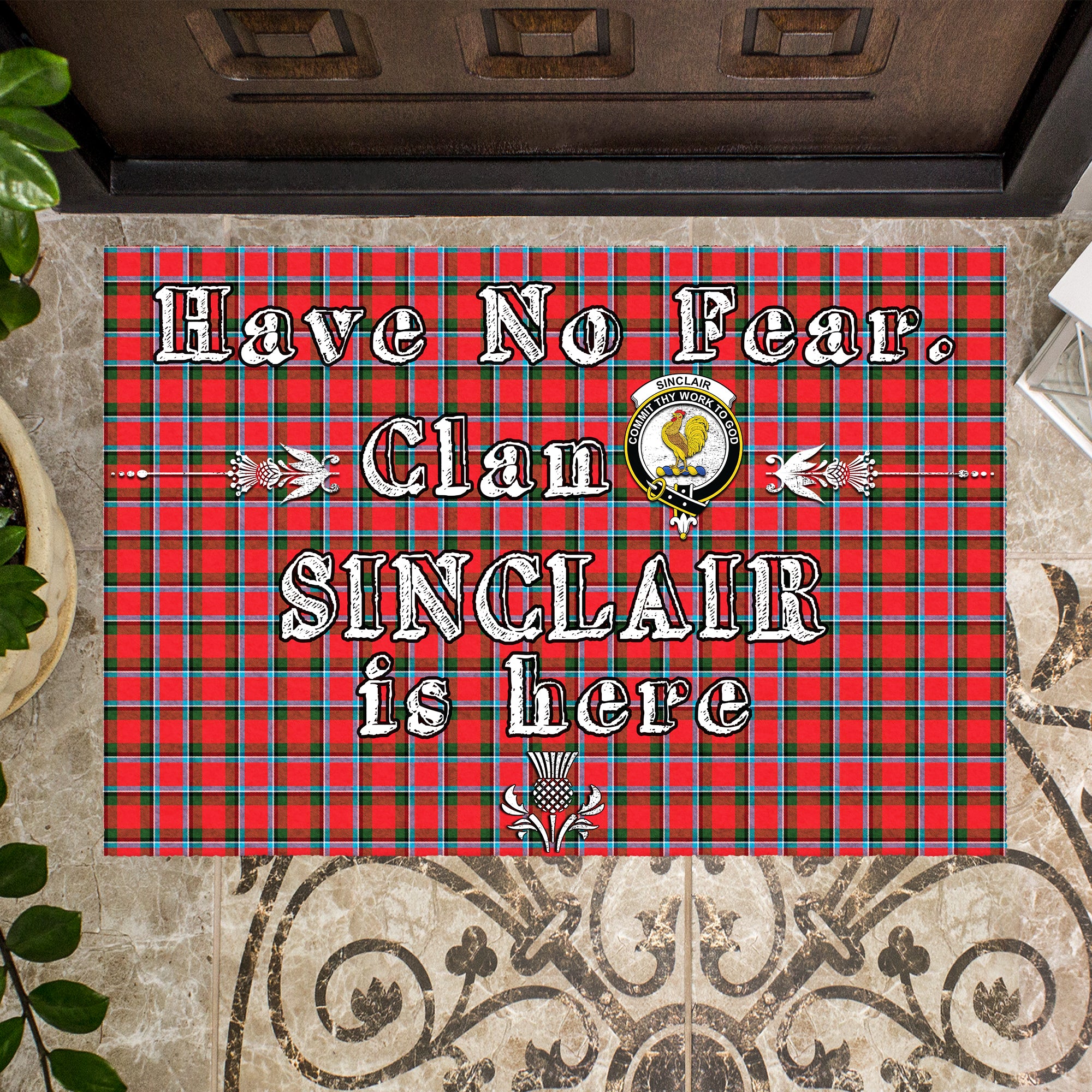sinclair-modern-clan-tartan-door-mat-family-crest-have-no-fear-tartan-door-mat
