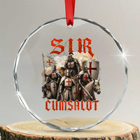 Sir Cumsalot Funny Offensive Knight Meme Bootleg Graphic Crystal Glass Ornament