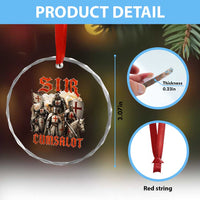 Sir Cumsalot Funny Offensive Knight Meme Bootleg Graphic Crystal Glass Ornament