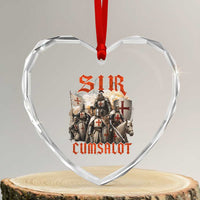 Sir Cumsalot Funny Offensive Knight Meme Bootleg Graphic Heart Crystal Glass Ornament