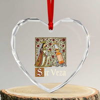 Sir Veza Beer Medieval Knight Pun Sombrero Cinco De Mayo Heart Crystal Glass Ornament