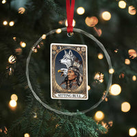 Sitting Bull Native American Chief Crystal Glass Ornament Vintage Tarot Card Illustration