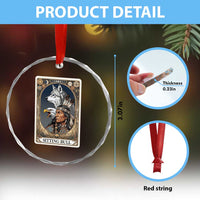 Sitting Bull Native American Chief Crystal Glass Ornament Vintage Tarot Card Illustration