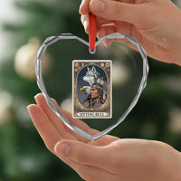 Sitting Bull Native American Chief Heart Crystal Glass Ornament Vintage Tarot Card Illustration