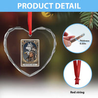 Sitting Bull Native American Chief Heart Crystal Glass Ornament Vintage Tarot Card Illustration
