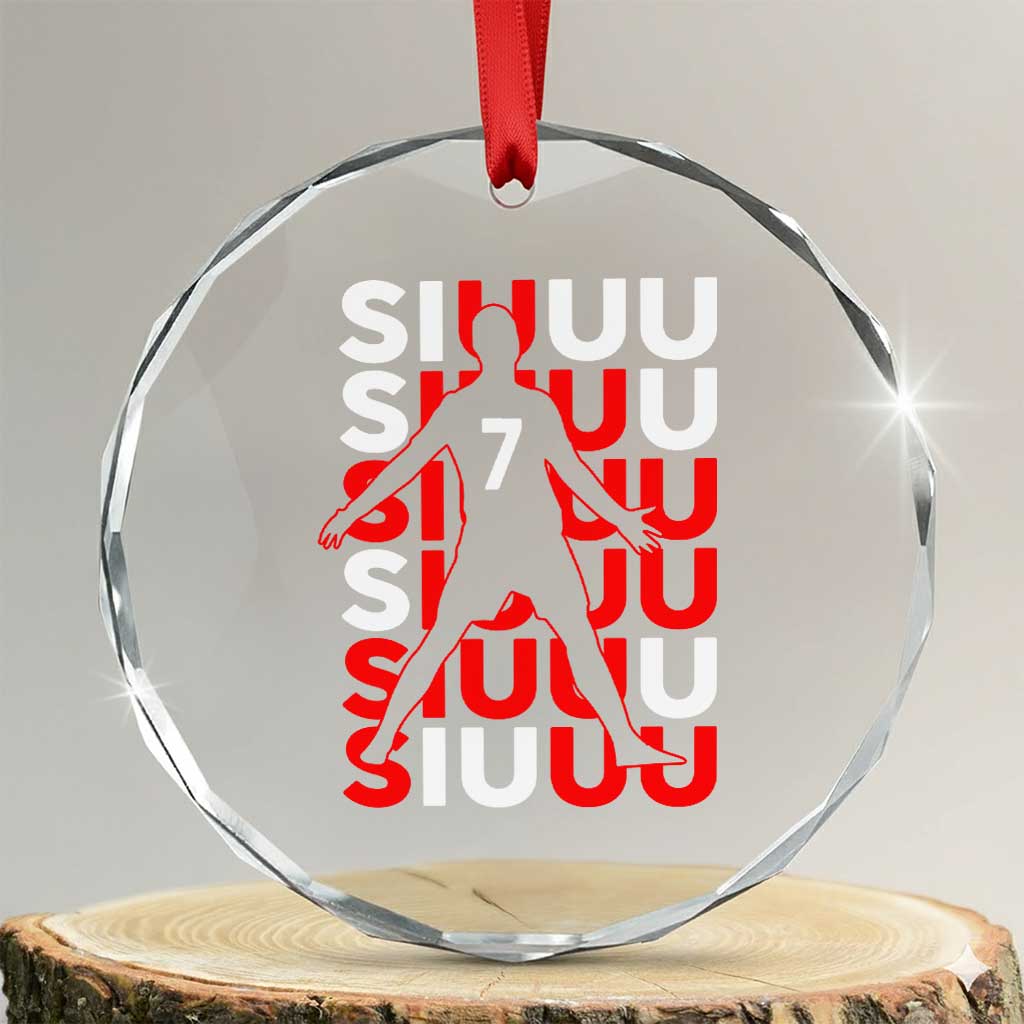 Siuuuu Celebration Number 7 Seven Soccer Fans Crystal Glass Ornament