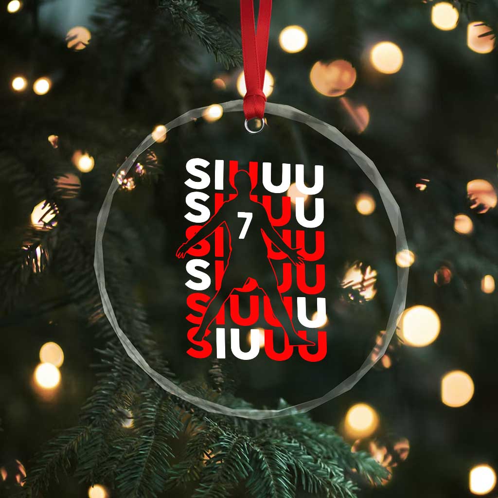 Siuuuu Celebration Number 7 Seven Soccer Fans Crystal Glass Ornament