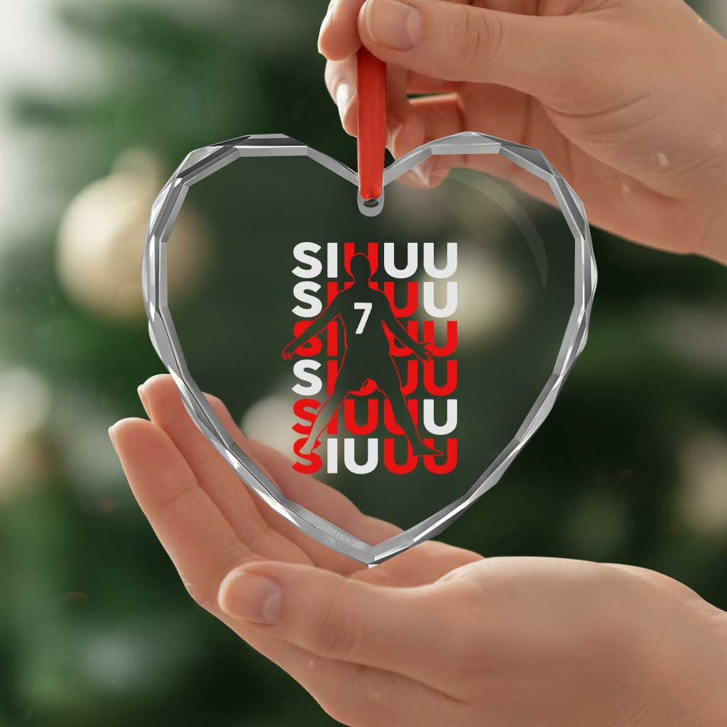 Siuuuu Celebration Number 7 Seven Soccer Fans Heart Crystal Glass Ornament