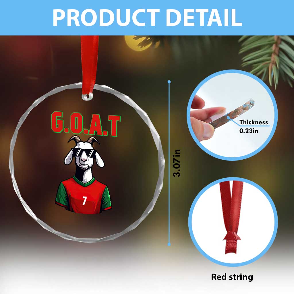 Siuuuu Goat Soccer Celebration Crystal Glass Ornament Gift For Fans