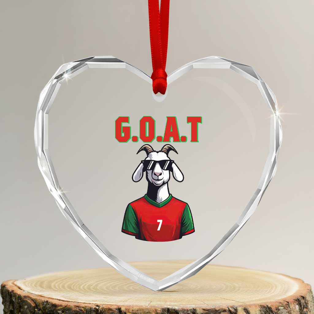 Siuuuu Goat Soccer Celebration Heart Crystal Glass Ornament Gift For Fans
