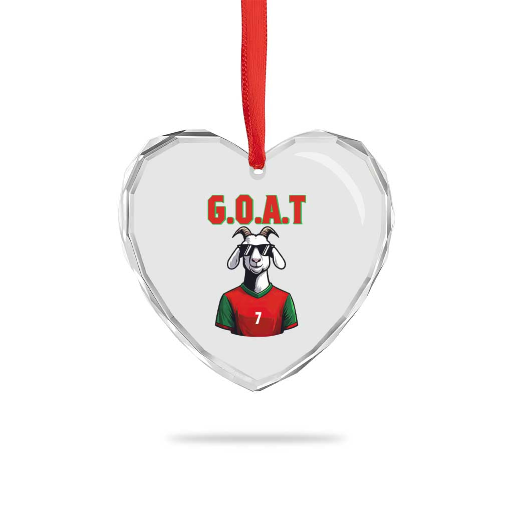 Siuuuu Goat Soccer Celebration Heart Crystal Glass Ornament Gift For Fans