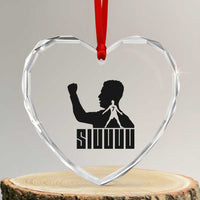 Siuuuu Number Seven Soccer Celebration Heart Crystal Glass Ornament Funny Sport Lovers Gift