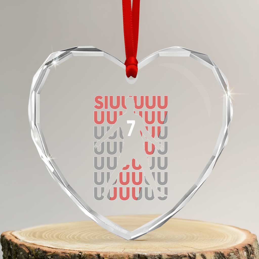 Siuuuu Soccer Celebration Heart Crystal Glass Ornament Gift For Fans