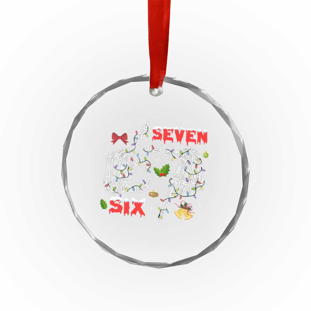 Six And Seven Meme Skeleton Crystal Glass Ornament Funny Trendy Christmas Party Gift - Wonder Print Shop