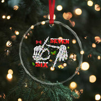 Six And Seven Meme Skeleton Crystal Glass Ornament Funny Trendy Christmas Party Gift - Wonder Print Shop