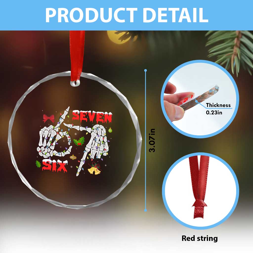 Six And Seven Meme Skeleton Crystal Glass Ornament Funny Trendy Christmas Party Gift - Wonder Print Shop