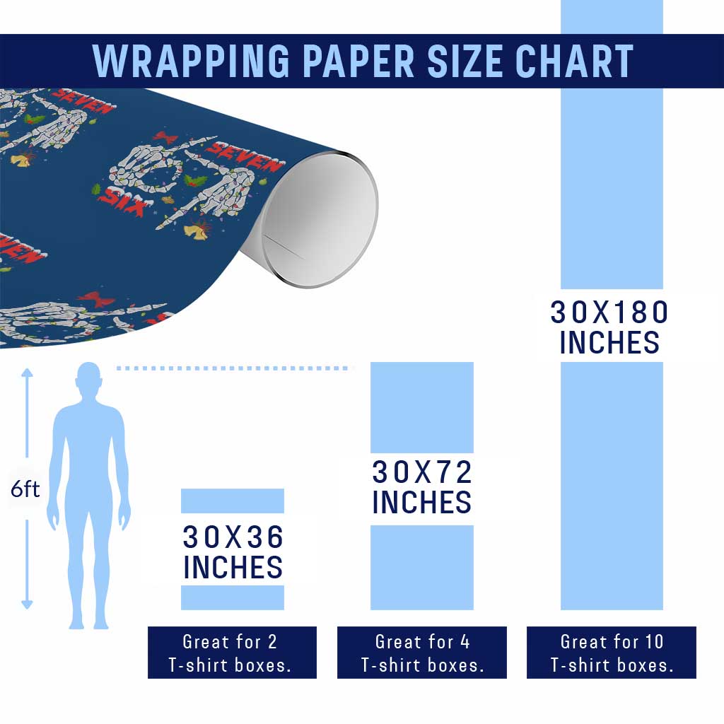 Six And Seven Meme Skeleton Wrapping Paper Roll Funny Trendy Christmas Party Gift - Wonder Print Shop