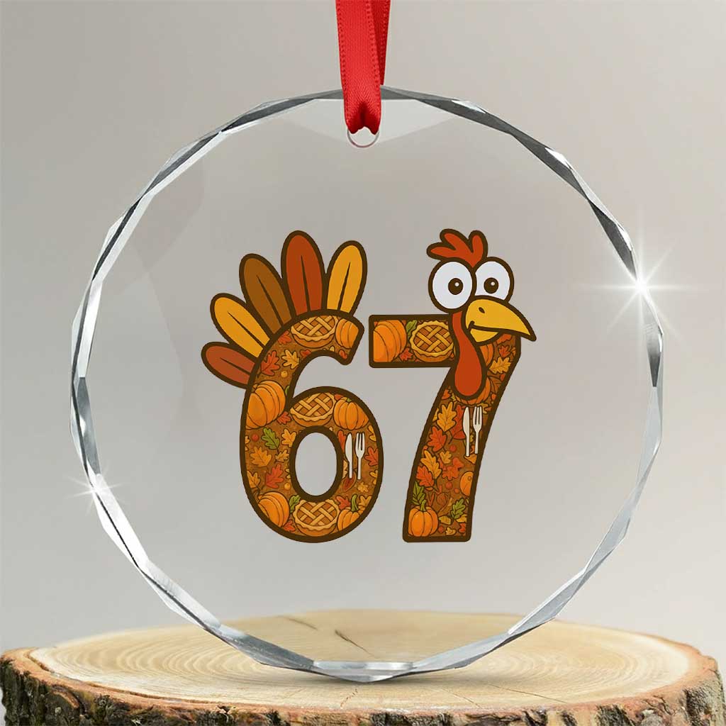 Six And Seven Meme Turkey Crystal Glass Ornament Funny Thanksgiving Gift - Wonder Print Shop