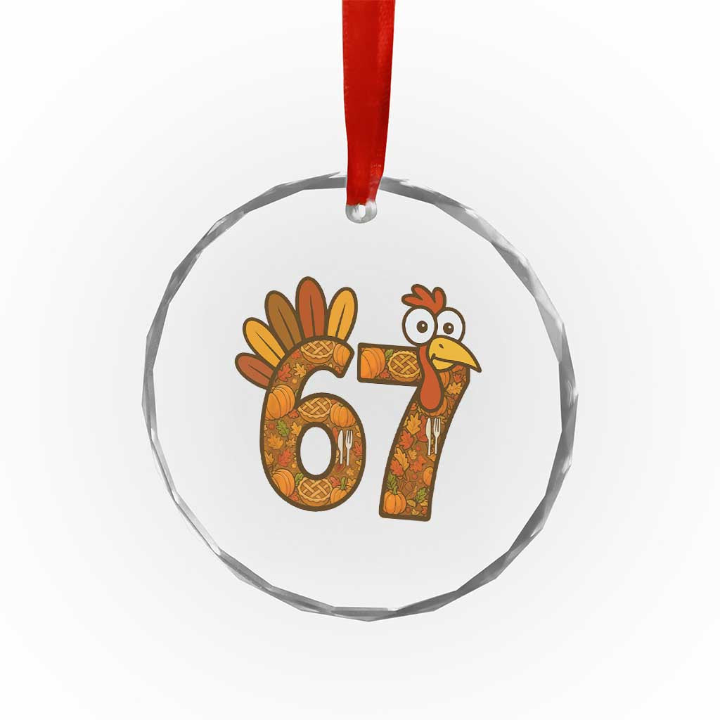 Six And Seven Meme Turkey Crystal Glass Ornament Funny Thanksgiving Gift - Wonder Print Shop