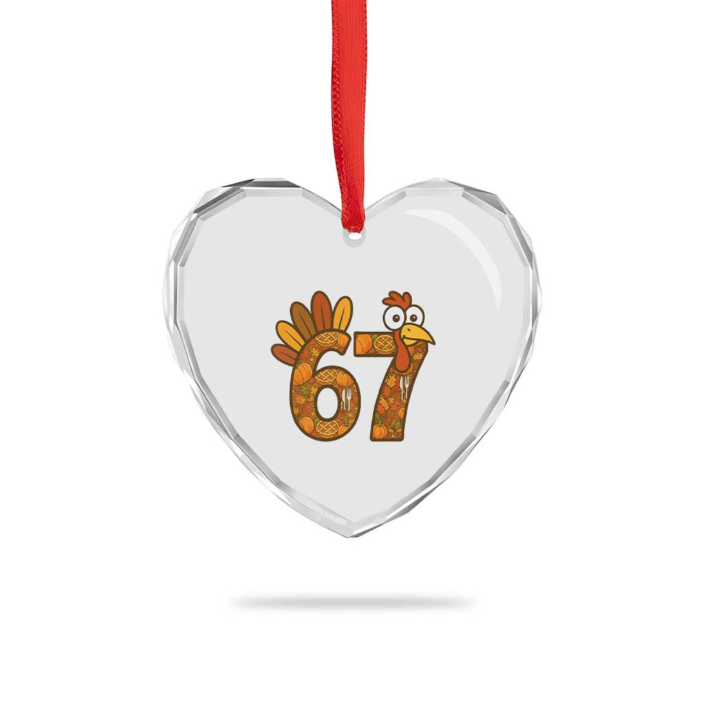 Six And Seven Meme Turkey Heart Crystal Glass Ornament Funny Thanksgiving Gift - Wonder Print Shop