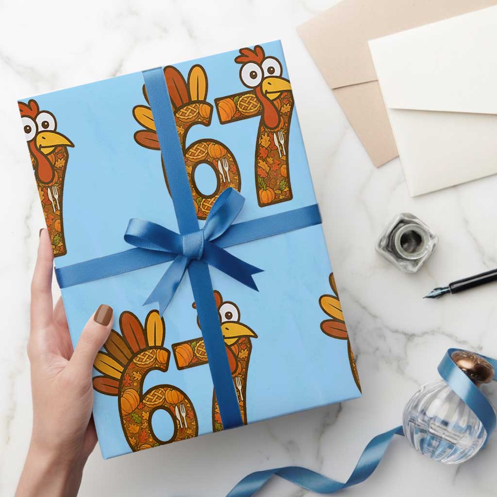 Six And Seven Meme Turkey Wrapping Paper Roll Funny Thanksgiving Gift - Wonder Print Shop