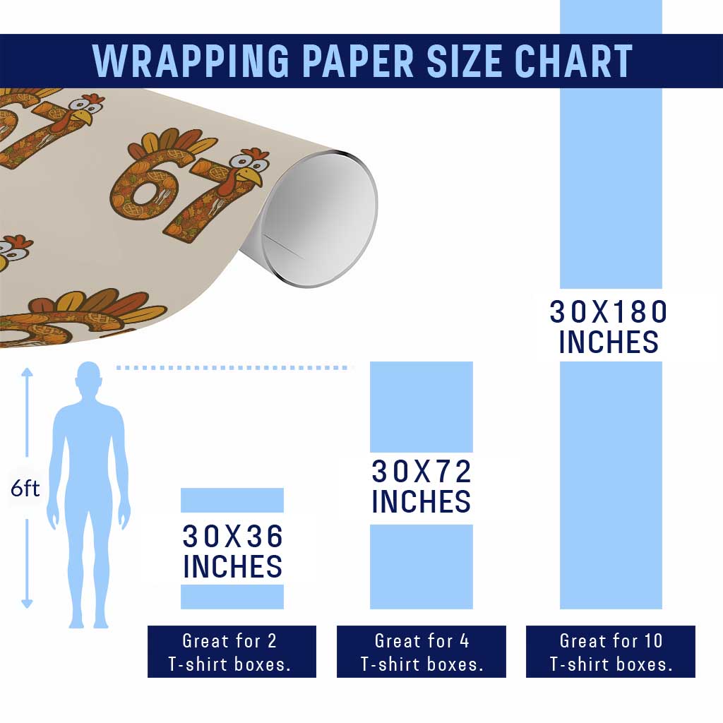 Six And Seven Meme Turkey Wrapping Paper Roll Funny Thanksgiving Gift - Wonder Print Shop