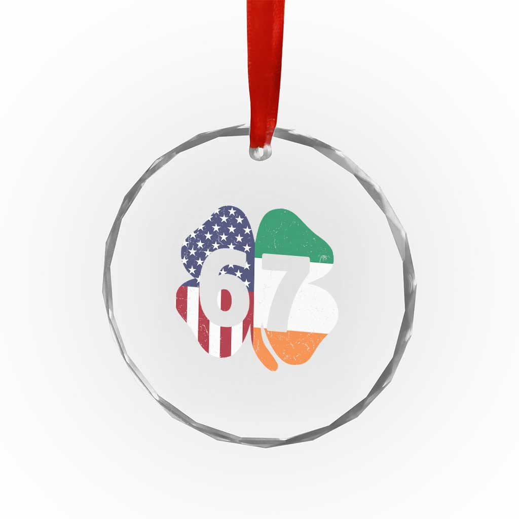 Six Seven 6 7 St Patricks Day Crystal Glass Ornament 67 Meme Irish American Ireland Flag Lucky Shamrocks