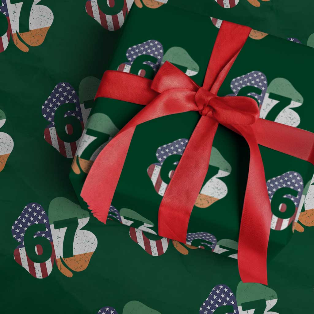 Six Seven 6 7 St Patricks Day Wrapping Paper Roll 67 Meme Irish American Ireland Flag Lucky Shamrocks