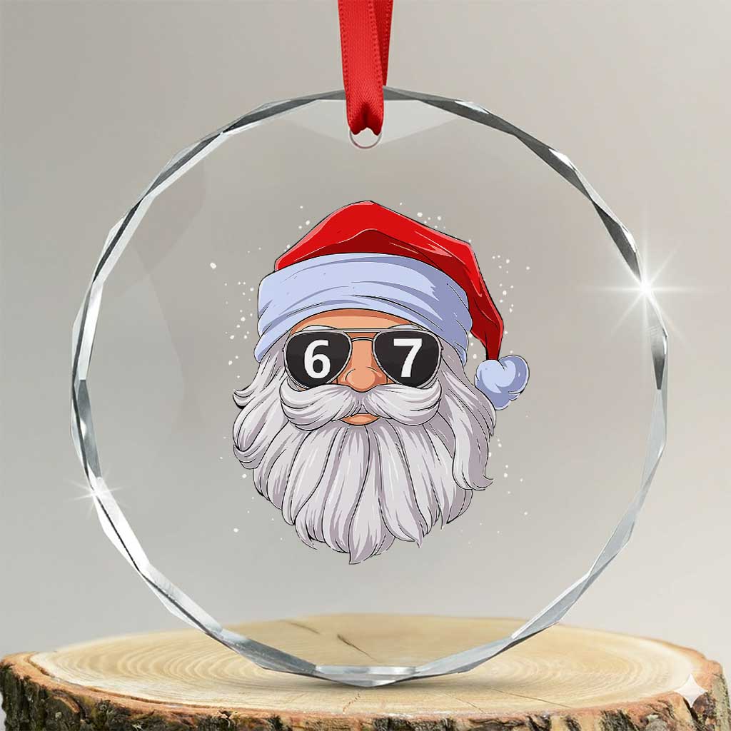 Six Seven 67 Christmas Meme Crystal Glass Ornament Funny Brainrot Santa Claus Gen Alpha Slang - Wonder Print Shop