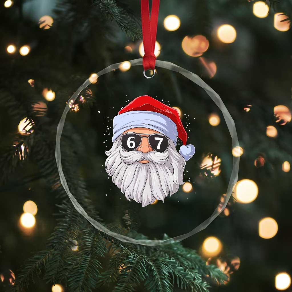 Six Seven 67 Christmas Meme Crystal Glass Ornament Funny Brainrot Santa Claus Gen Alpha Slang - Wonder Print Shop