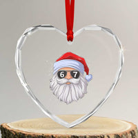 Six Seven 67 Christmas Meme Heart Crystal Glass Ornament Funny Brainrot Santa Claus Gen Alpha Slang - Wonder Print Shop