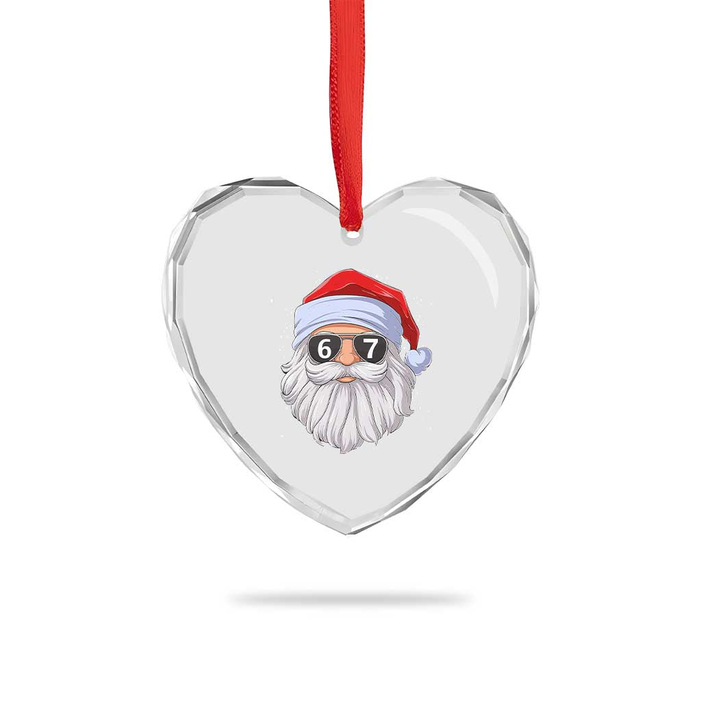 Six Seven 67 Christmas Meme Heart Crystal Glass Ornament Funny Brainrot Santa Claus Gen Alpha Slang - Wonder Print Shop