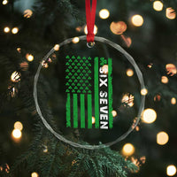 Six Seven 67 St Patricks Day Shamrock Vintage American Flag Crystal Glass Ornament
