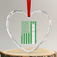 Six Seven 67 St Patricks Day Shamrock Vintage American Flag Heart Crystal Glass Ornament