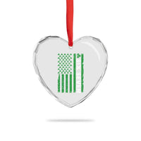 Six Seven 67 St Patricks Day Shamrock Vintage American Flag Heart Crystal Glass Ornament