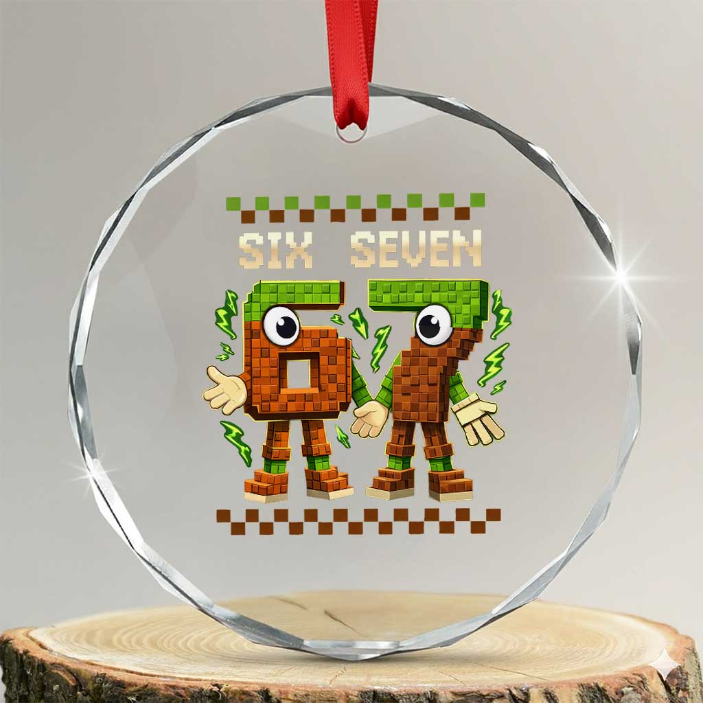 Six Seven Brainrot Italian Funny 67 Crystal Glass Ornament Checkered Kids Gaming Meme