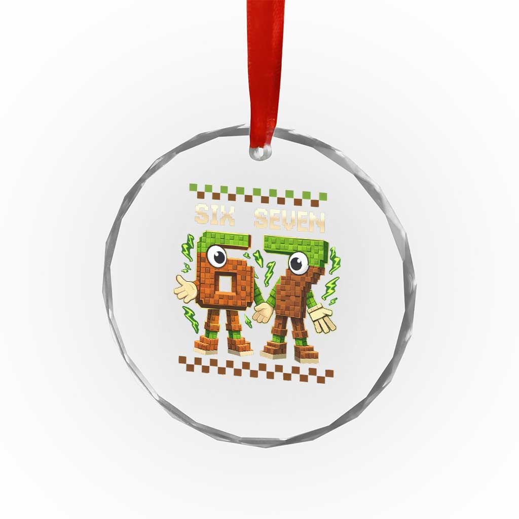 Six Seven Brainrot Italian Funny 67 Crystal Glass Ornament Checkered Kids Gaming Meme
