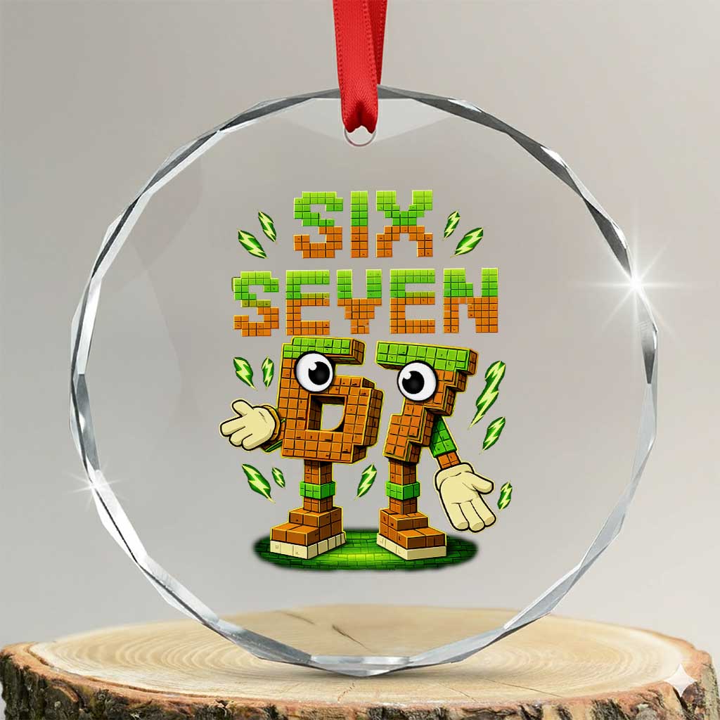 Six Seven Brainrot Italian Funny 67 Kids Gaming Meme Crystal Glass Ornament