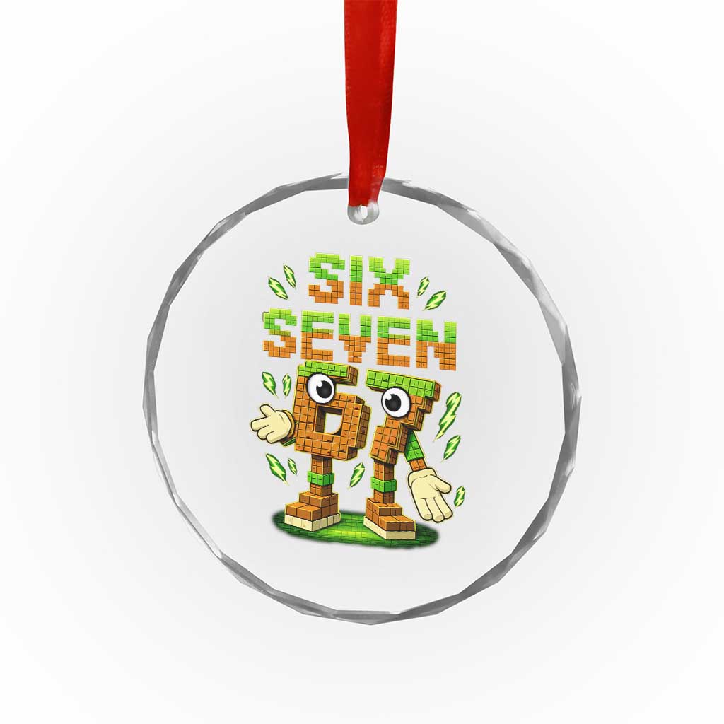 Six Seven Brainrot Italian Funny 67 Kids Gaming Meme Crystal Glass Ornament