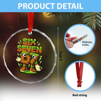 Six Seven Brainrot Italian Funny 67 Kids Gaming Meme Crystal Glass Ornament