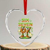 Six Seven Brainrot Italian Funny 67 Kids Gaming Meme Heart Crystal Glass Ornament