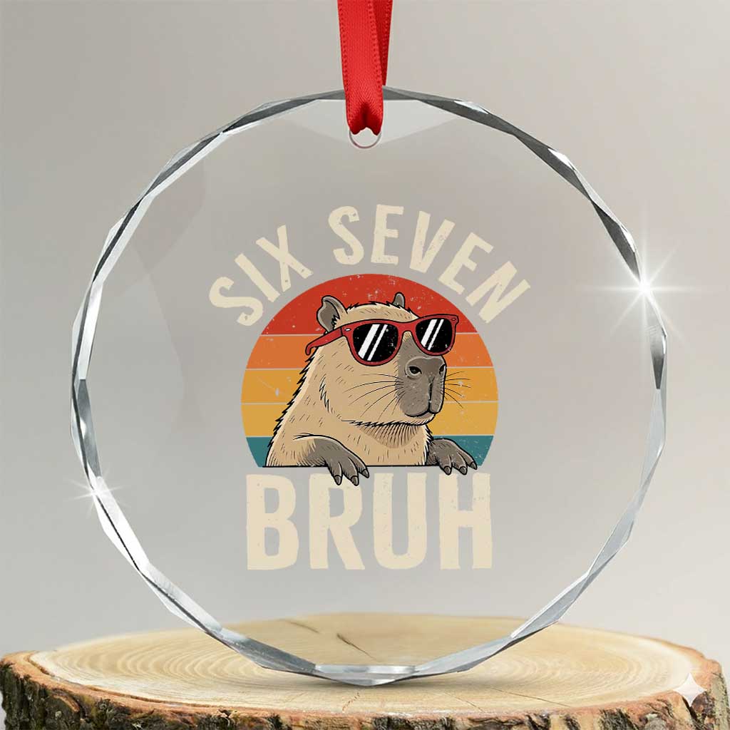 Six Seven Bruh 67 Meme Funny Capybara Crystal Glass Ornament