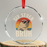 Six Seven Bruh 67 Meme Funny Capybara Crystal Glass Ornament