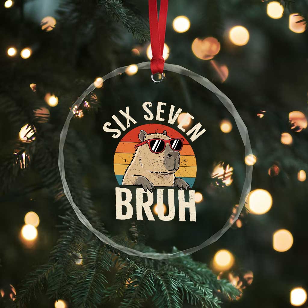 Six Seven Bruh 67 Meme Funny Capybara Crystal Glass Ornament