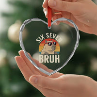 Six Seven Bruh 67 Meme Funny Capybara Heart Crystal Glass Ornament