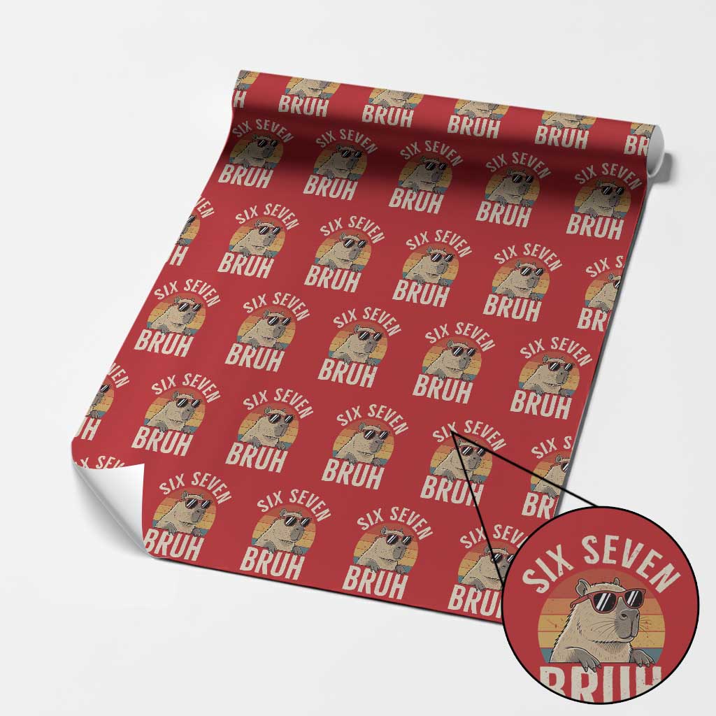 Six Seven Bruh 67 Meme Funny Capybara Wrapping Paper Roll