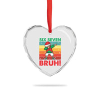 Six Seven Bruh Christmas Dabbing Heart Crystal Glass Ornament Funny 67 Meme Retro Santa Kid Vibes - Wonder Print Shop