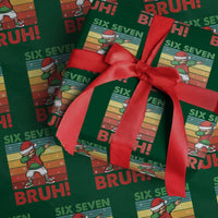 Six Seven Bruh Christmas Dabbing Wrapping Paper Roll Funny 67 Meme Retro Santa Kid Vibes - Wonder Print Shop