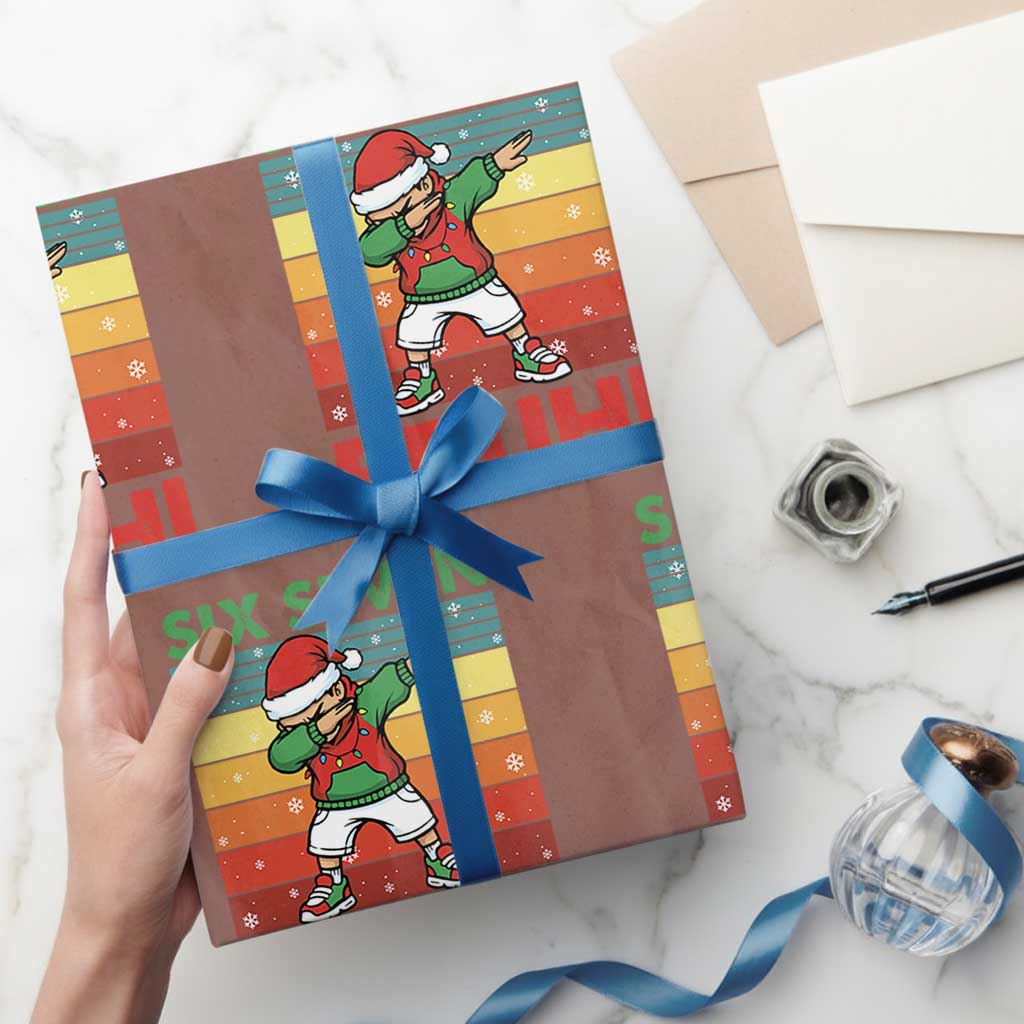 Six Seven Bruh Christmas Dabbing Wrapping Paper Roll Funny 67 Meme Retro Santa Kid Vibes - Wonder Print Shop
