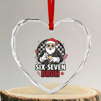 Six Seven Bruh Christmas Meme Heart Crystal Glass Ornament Cool Santa 67 Hand Sign Street Style Vibes - Wonder Print Shop